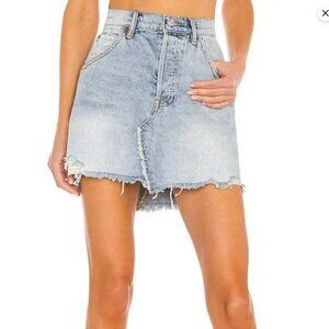 Free People | We the Free| Brea Mile High Blue Denim Distressed Mini Skirt | 25